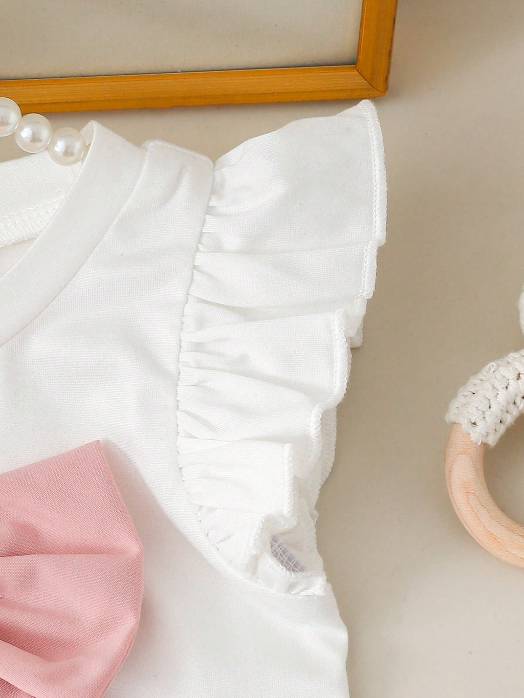 Ensemble 2 pièces Souflis pour bébé fille : haut rose et short fendu
