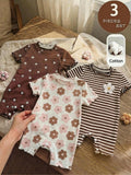 LMoss Kids 3pcs Baby Girl Knitted Cute Floral Pattern Casual Romper Set Multicolor