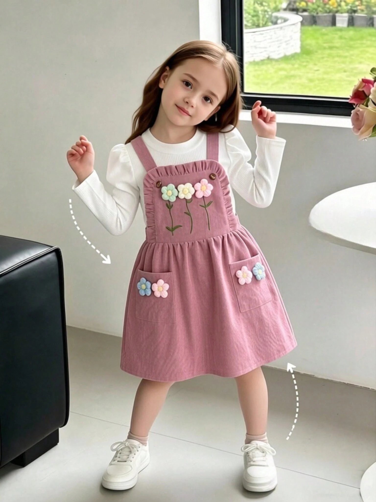 Girls' Knit Top & Corduroy Pinafore Set