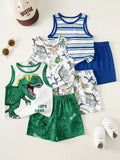 Striped Bear Knit Vest Set