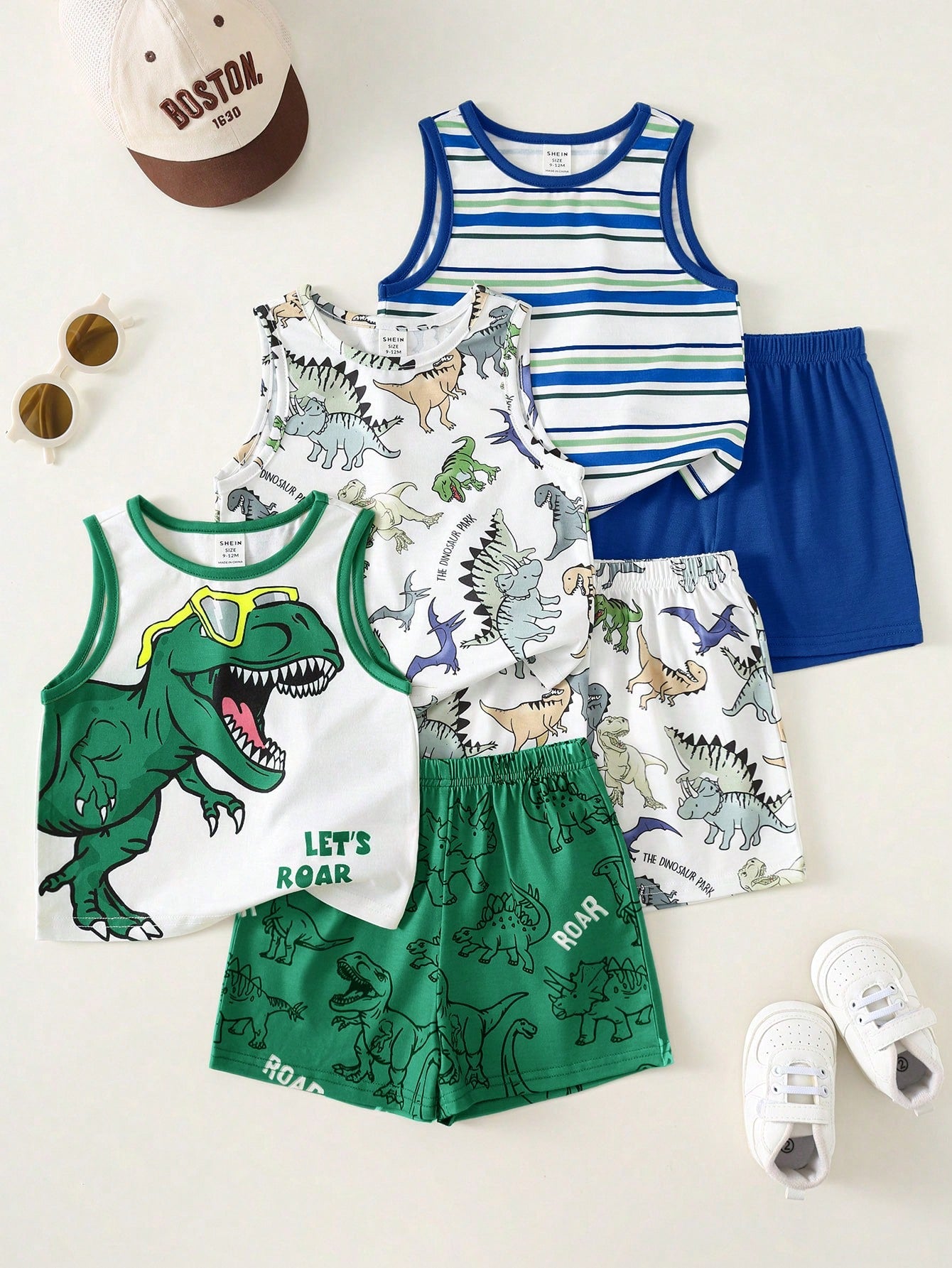 Striped Bear Knit Vest Set