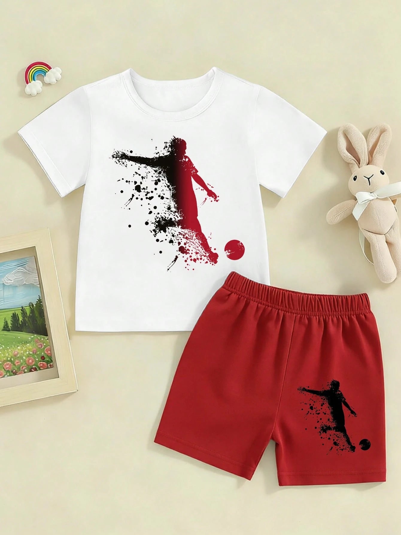 Equestrian Plaid Print T-Shirt & Shorts 2 Pieces Set