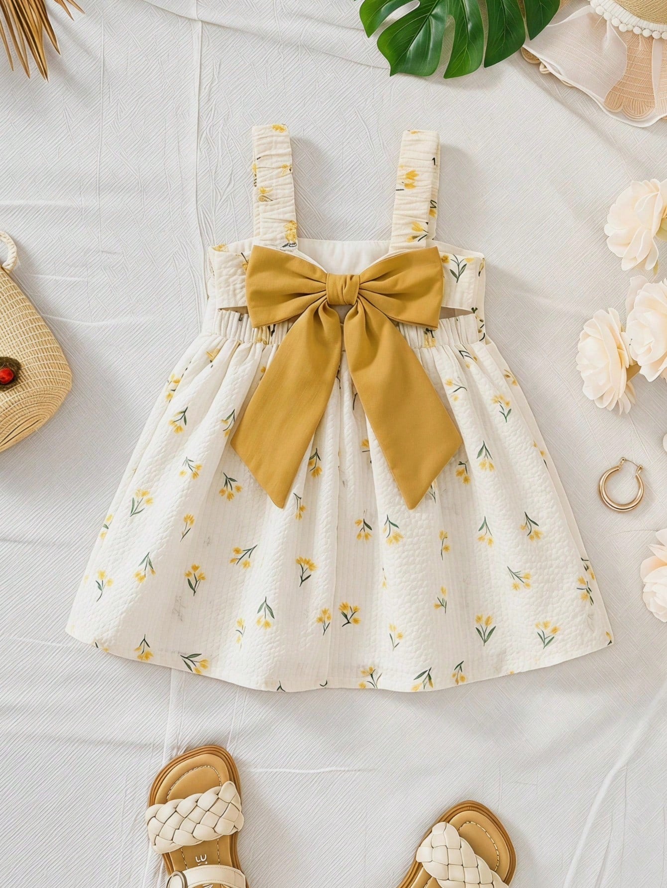 Robe sans manches décontractée imprimée florale pour bébé fille Cozy Pixies