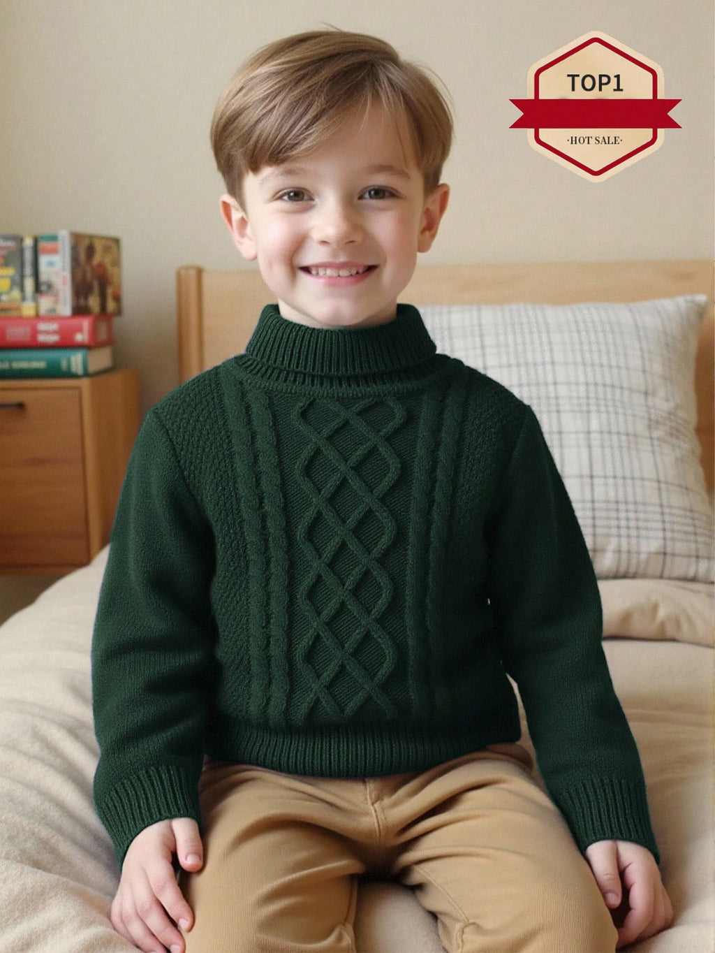 Boys' Royal Blue Turtleneck Sweater