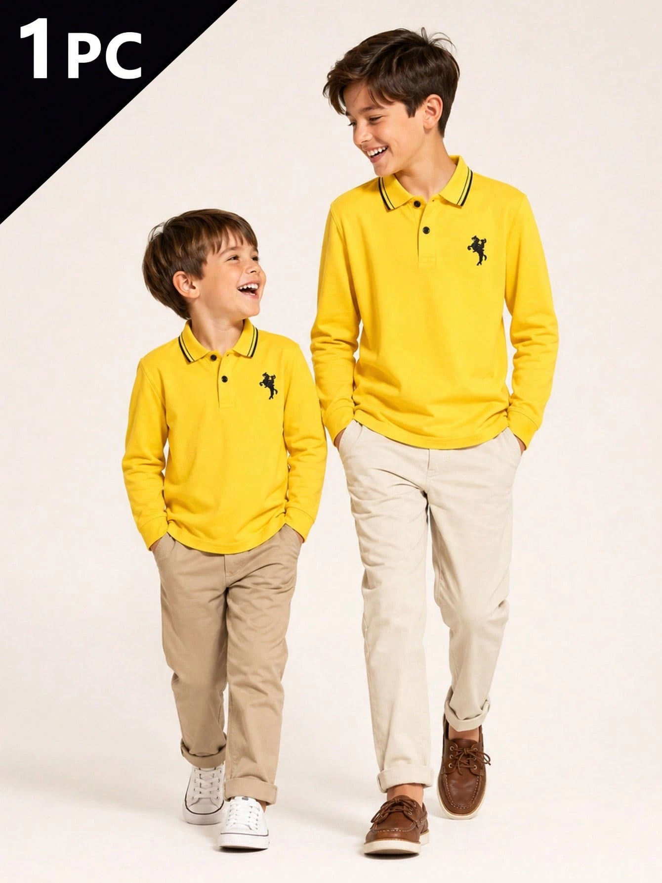 Boys' Yellow Knight Embroidery Polo