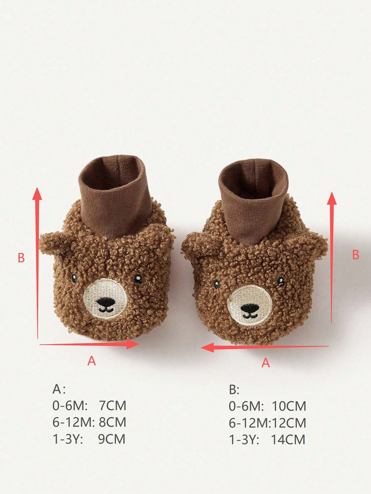 Cozy Pixies Baby Cute Bear Embroidered Soft Velvet Non-Slip Socks Brown