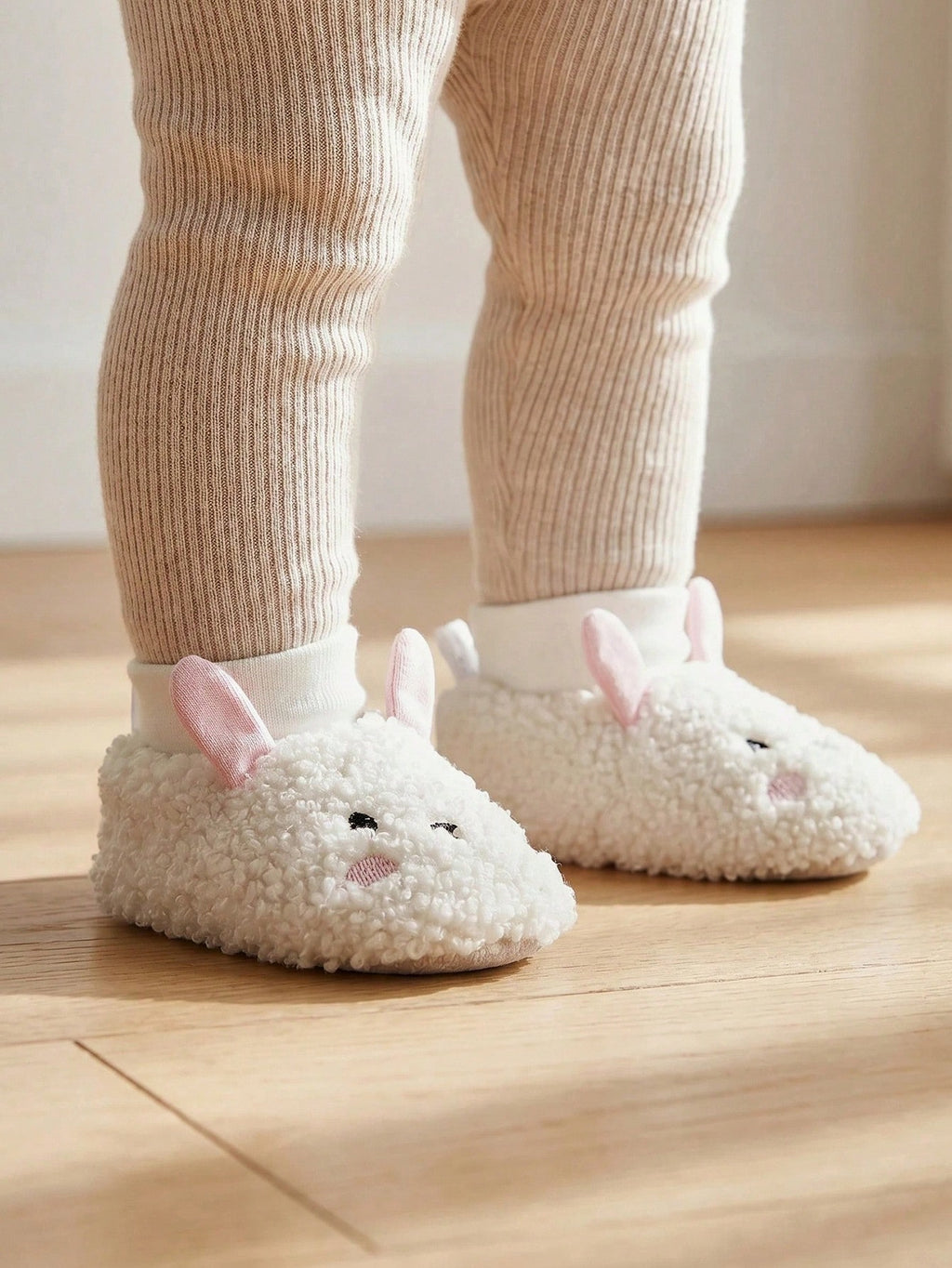 Cozy Pixies Newborn Cute Embroidered Rabbit Soft-Bottom Socks – White