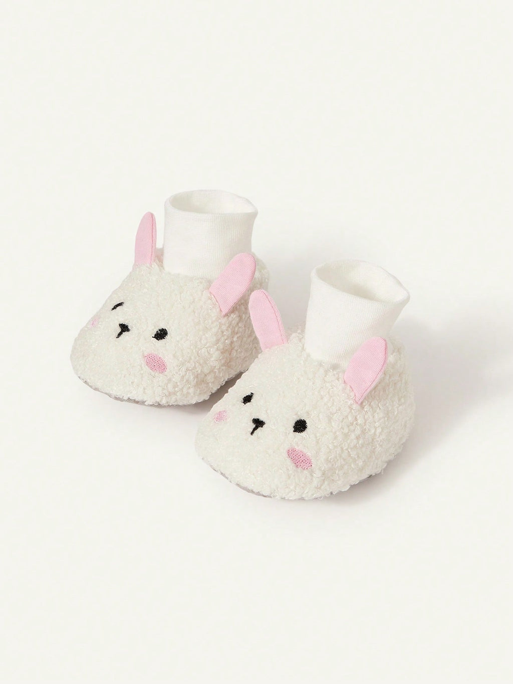 Cozy Pixies Newborn Cute Embroidered Rabbit Soft-Bottom Socks – White