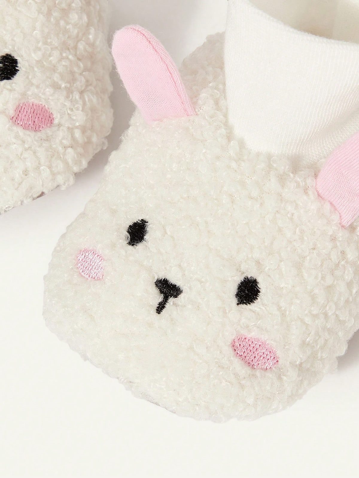 Cozy Pixies Newborn Cute Embroidered Rabbit Soft-Bottom Socks – White