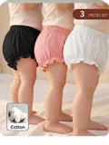 4pcs Baby Girl Knitted Casual Solid Color Elastic Waist Triangle Briefs Black and White