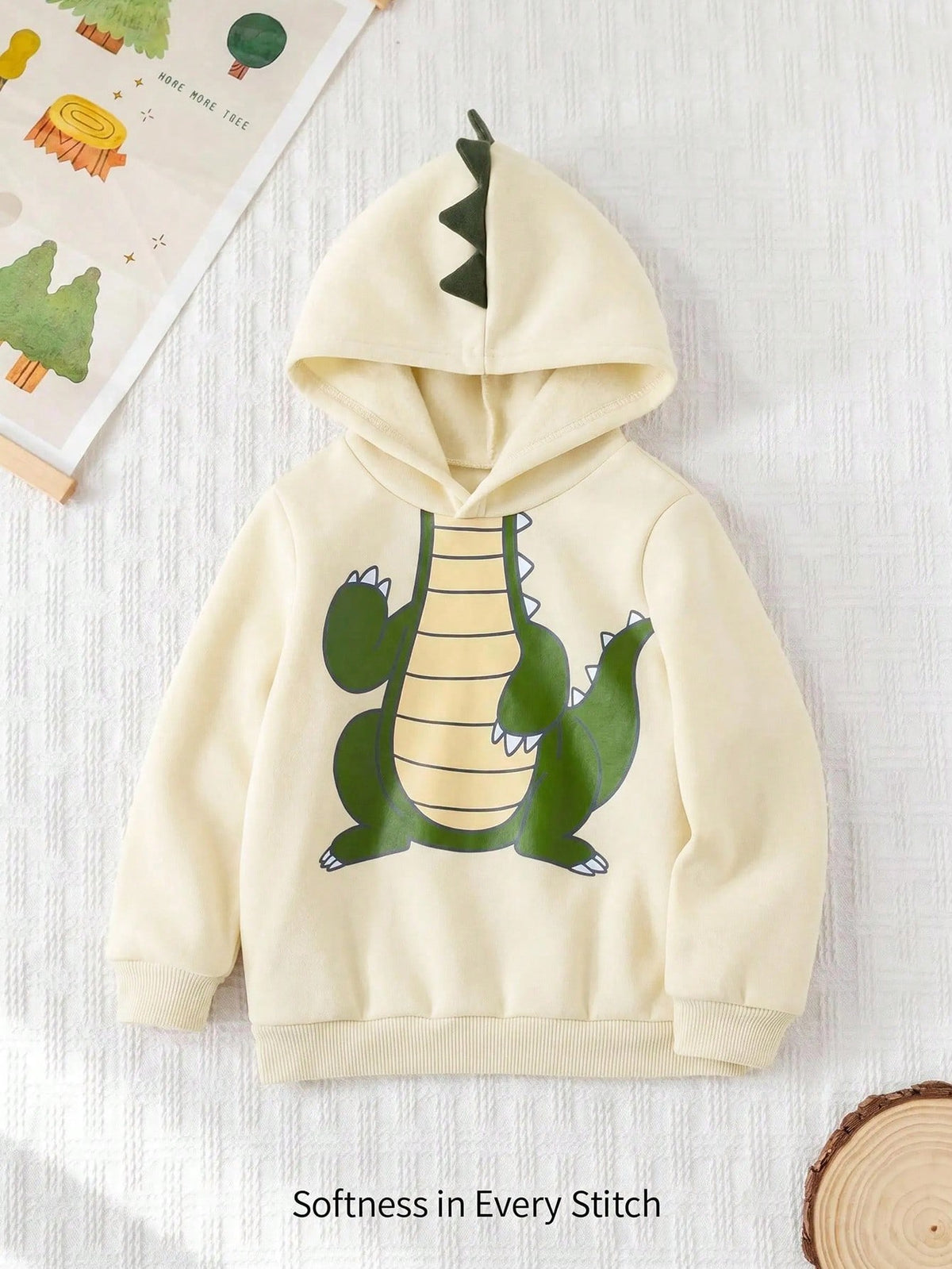 Bambinoo x Cozy Pixies Boys' Dinosaur Knitted Hooded Sweatshirt