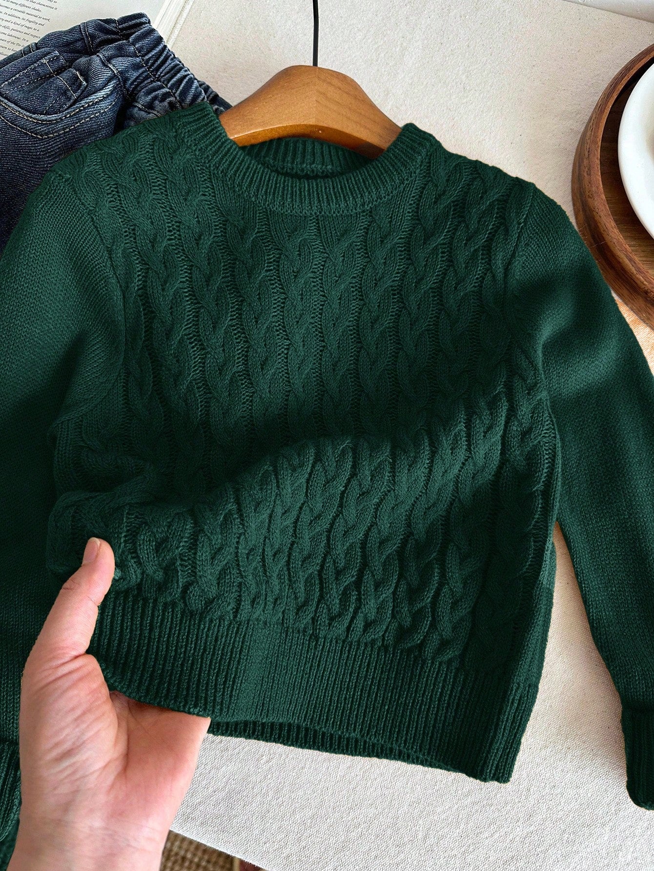 Boys' Green Crew Neck Sweater