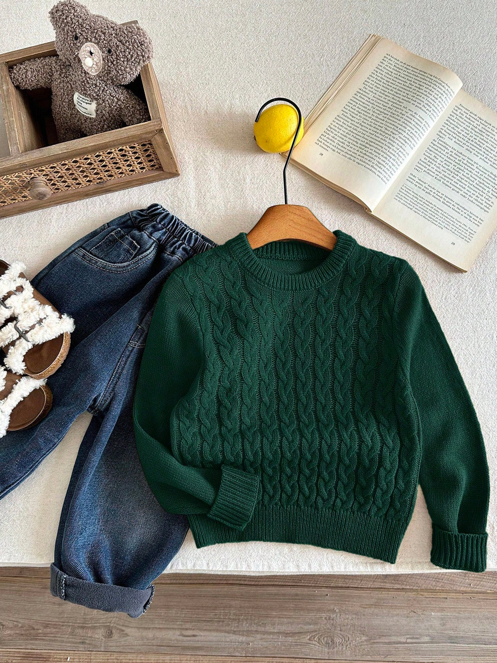 Boys' Green Crew Neck Sweater