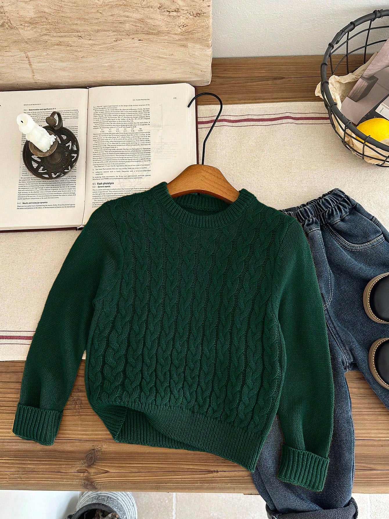 Boys' Green Crew Neck Sweater