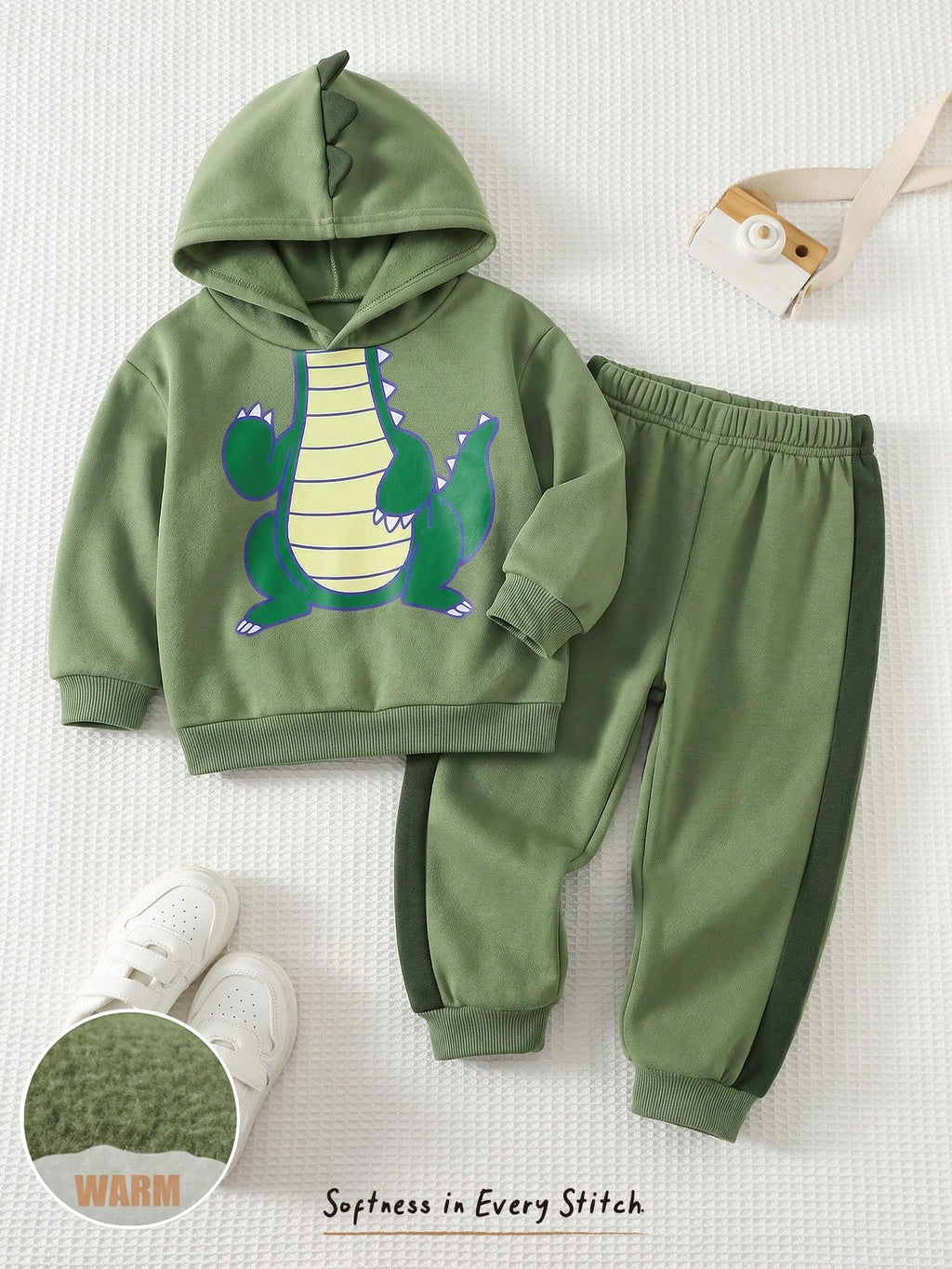 Bambinoo x Cozy Pixies Boys' Thermal Lined Sweatshirt & Pants Set