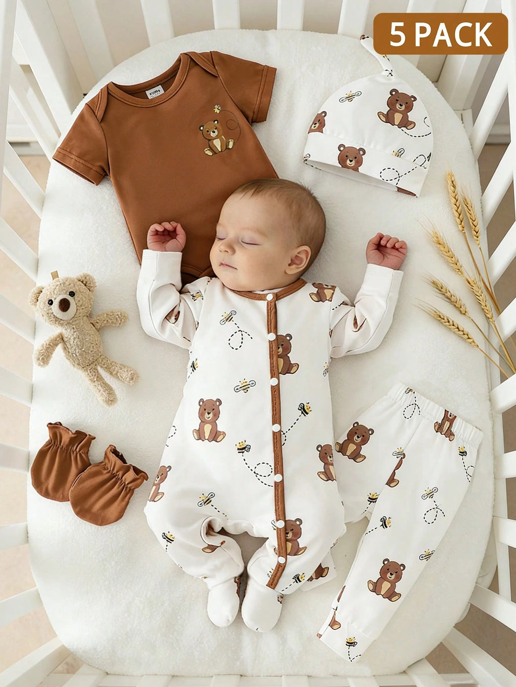 Ensemble de 5 vêtements pour bébés filles et garçons nouveau-nés SHEIN