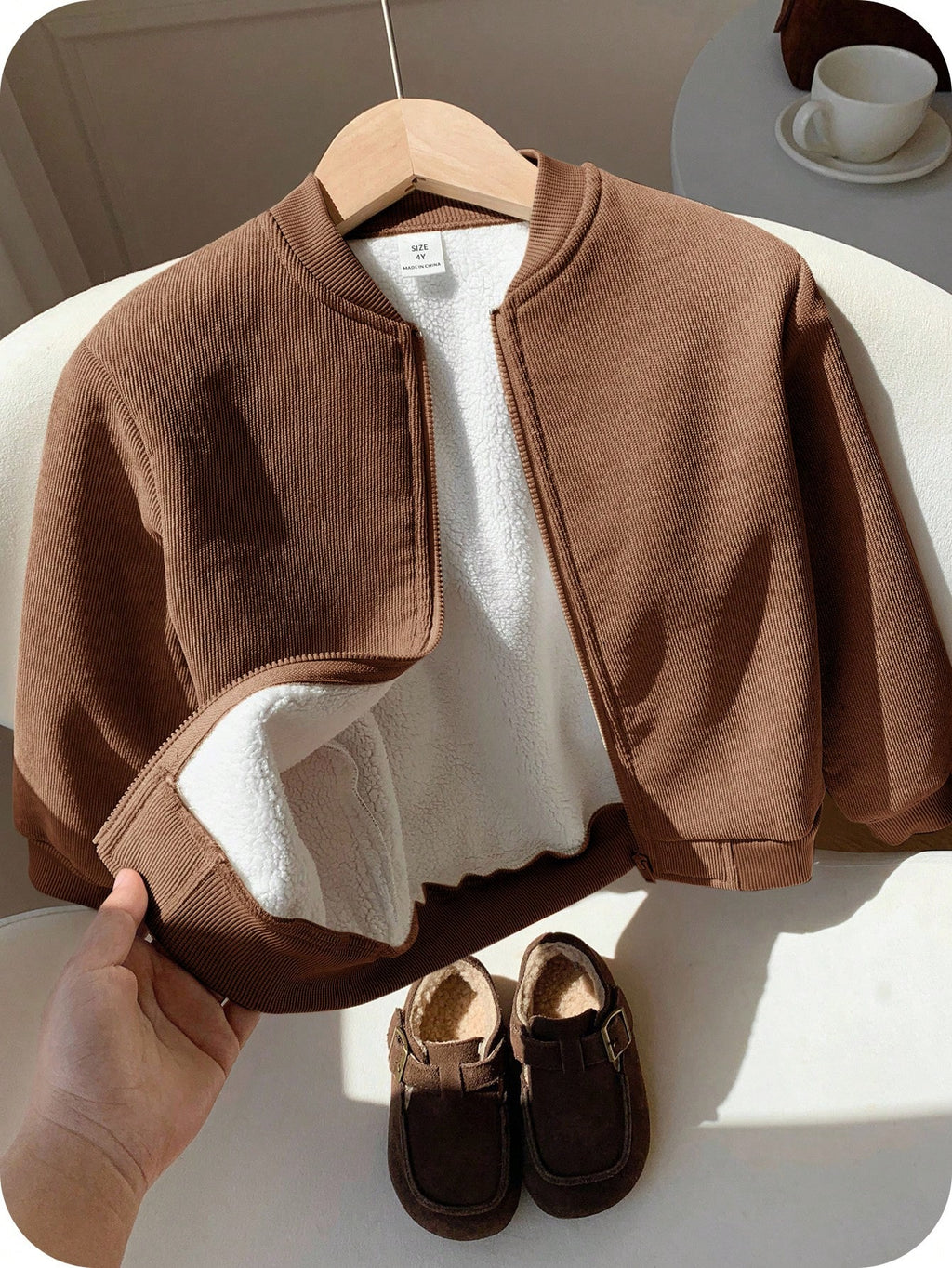 Boys' Corduroy Plush-Lined Padded Jacket