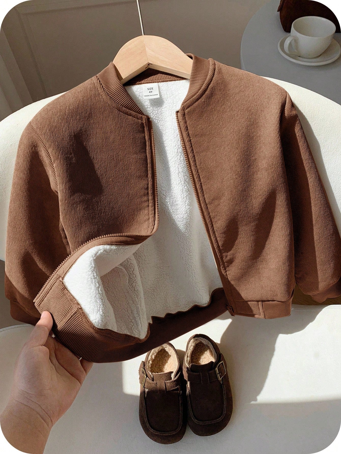 Boys' Corduroy Plush-Lined Padded Jacket
