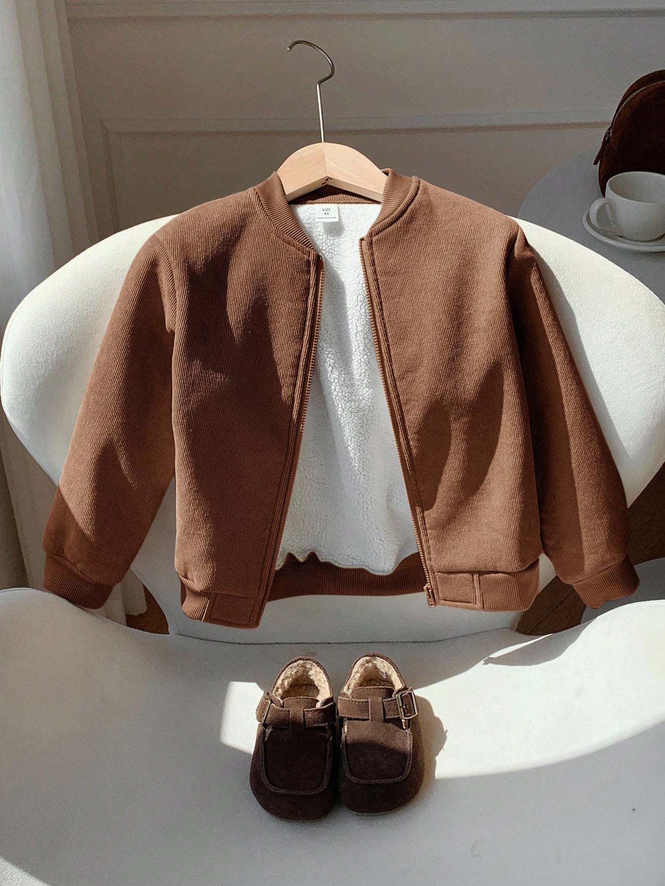 Boys' Corduroy Plush-Lined Padded Jacket
