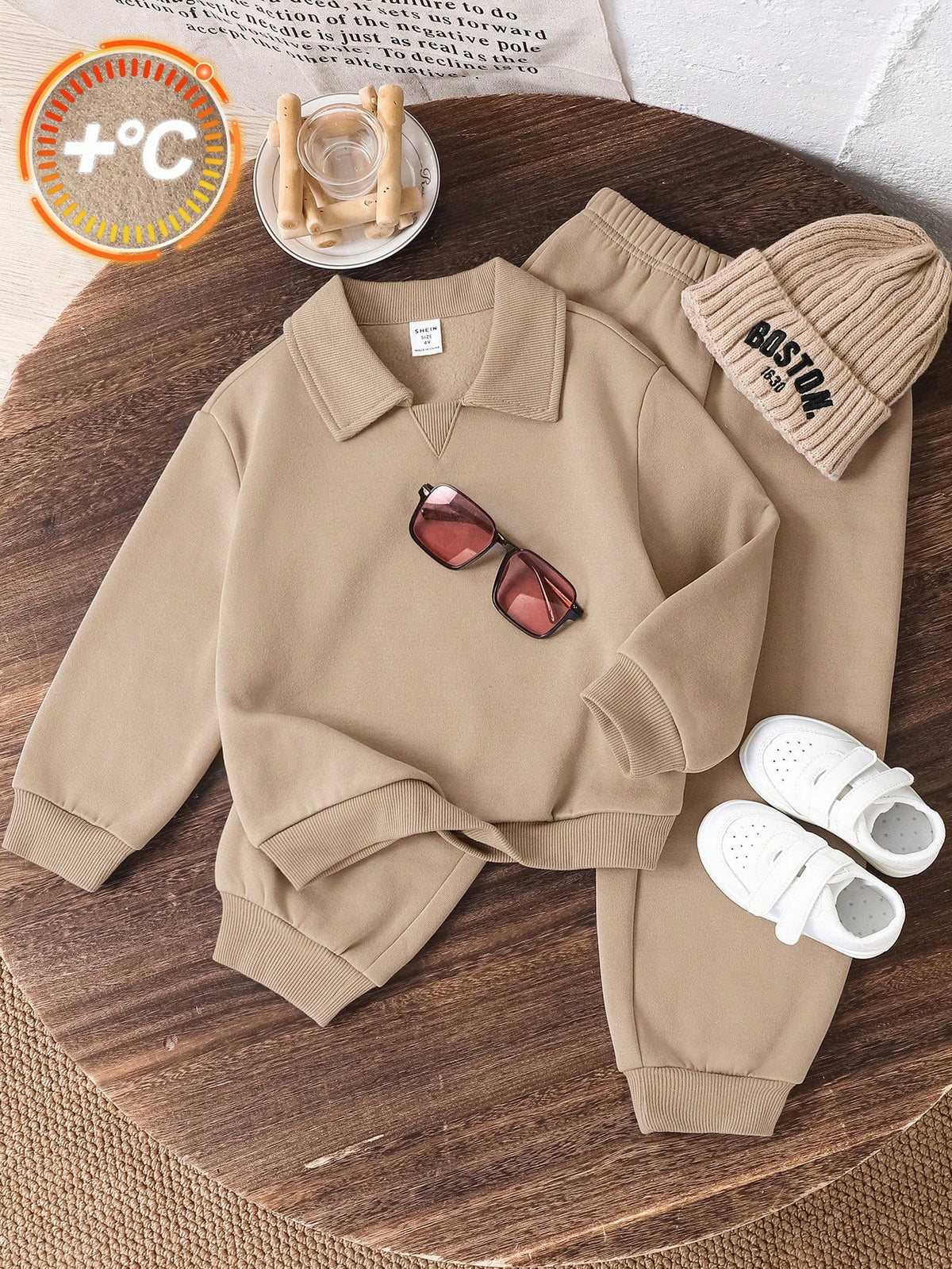 Bambinoo x Playful Pals Boys' Lapel Sweatshirt & Sweatpants Set