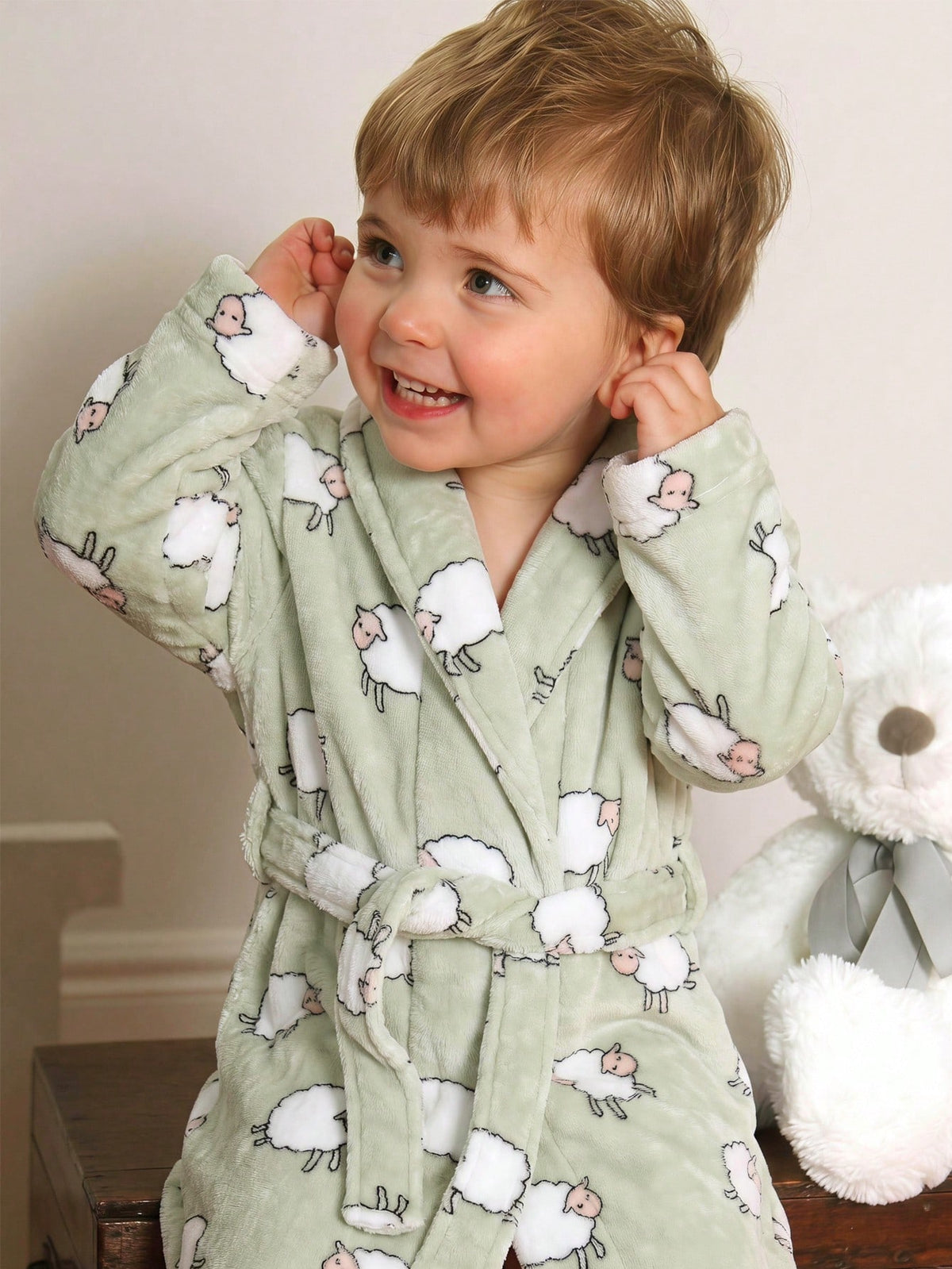 Robe de chambre Bambinoo x Cozy Pixies pour garçons à imprimé dessin animé