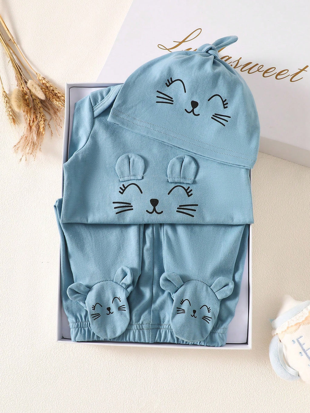 Ensemble 3 pièces nouveau-né SHEIN bleu neutre