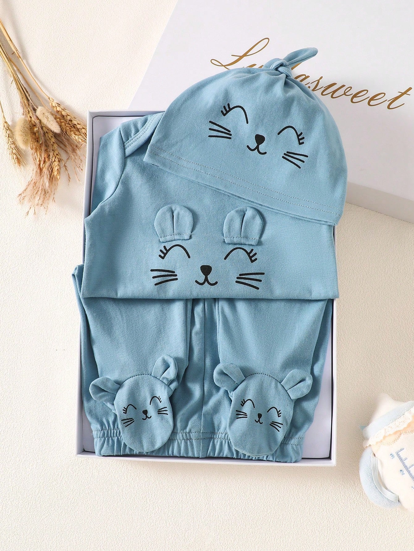 Ensemble 3 pièces nouveau-né SHEIN bleu neutre