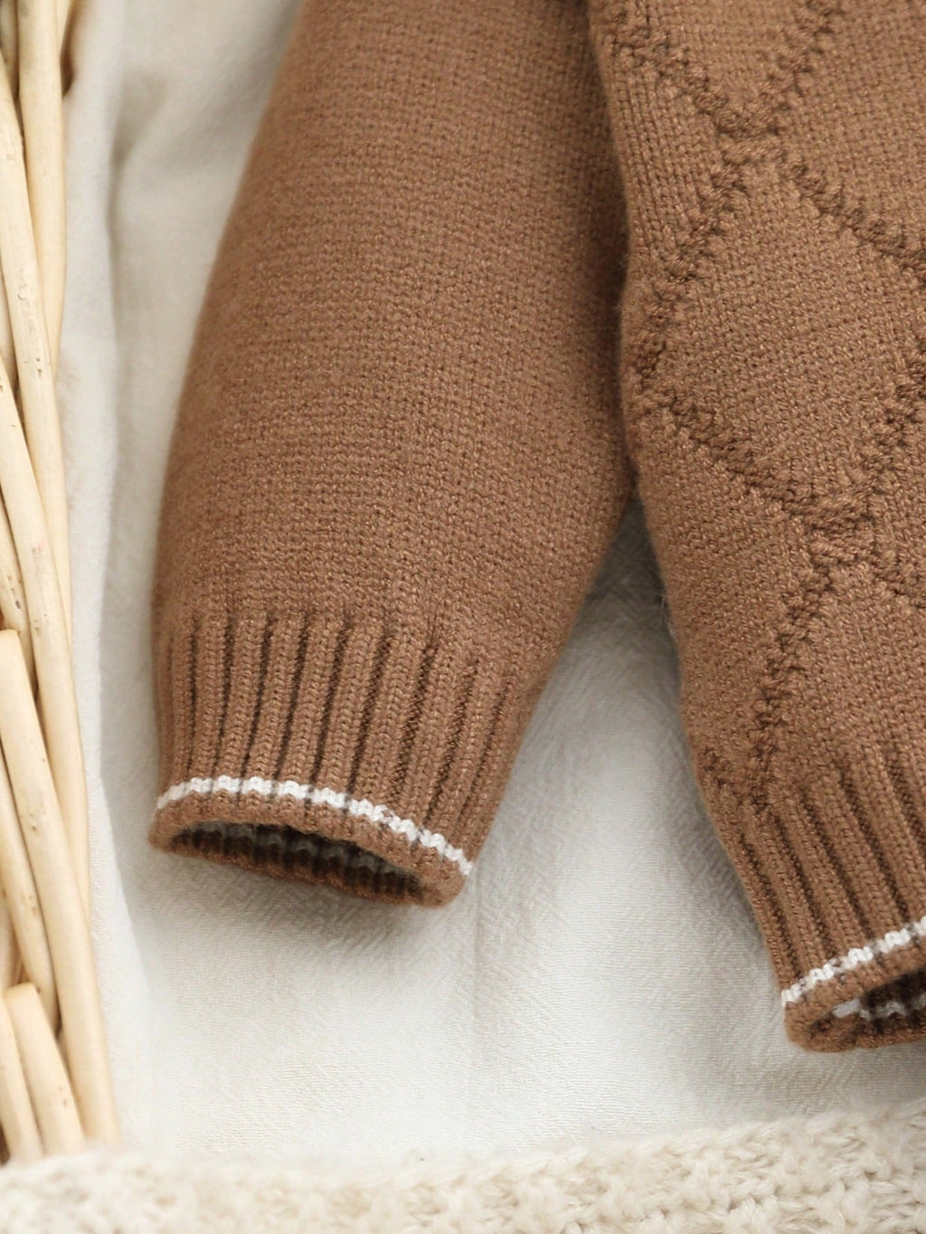 Baby Boy Turn-Down Collar Knit Sweater Footed-Leggings Set