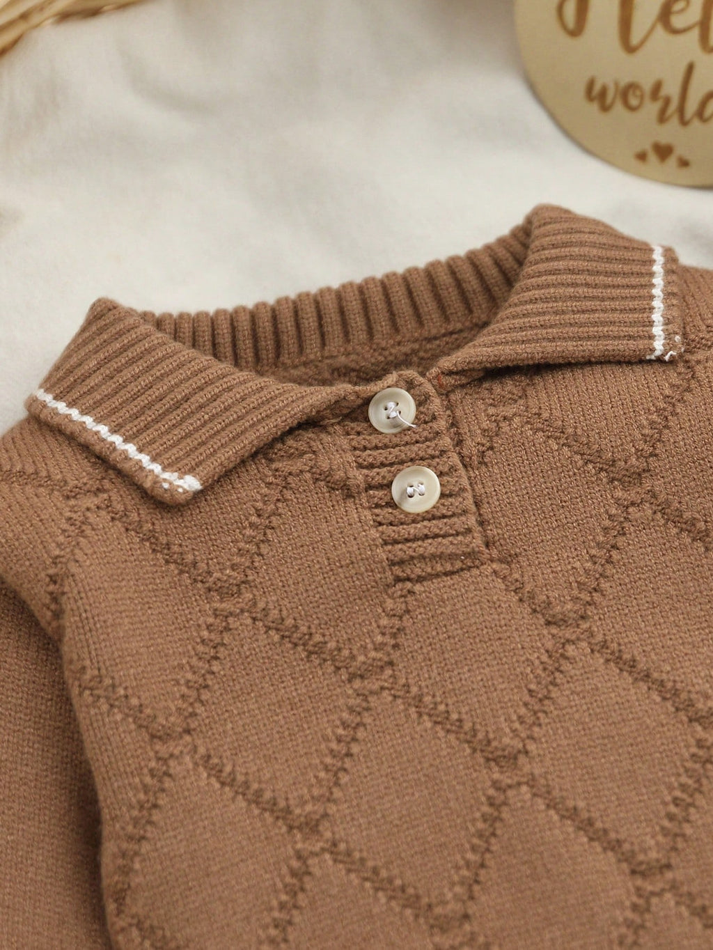 Baby Boy Turn-Down Collar Knit Sweater Footed-Leggings Set