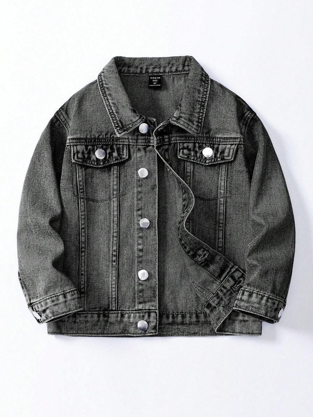 Young Boy Casual Washed Denim Jacket Grey