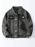 Young Boy Casual Washed Denim Jacket Grey