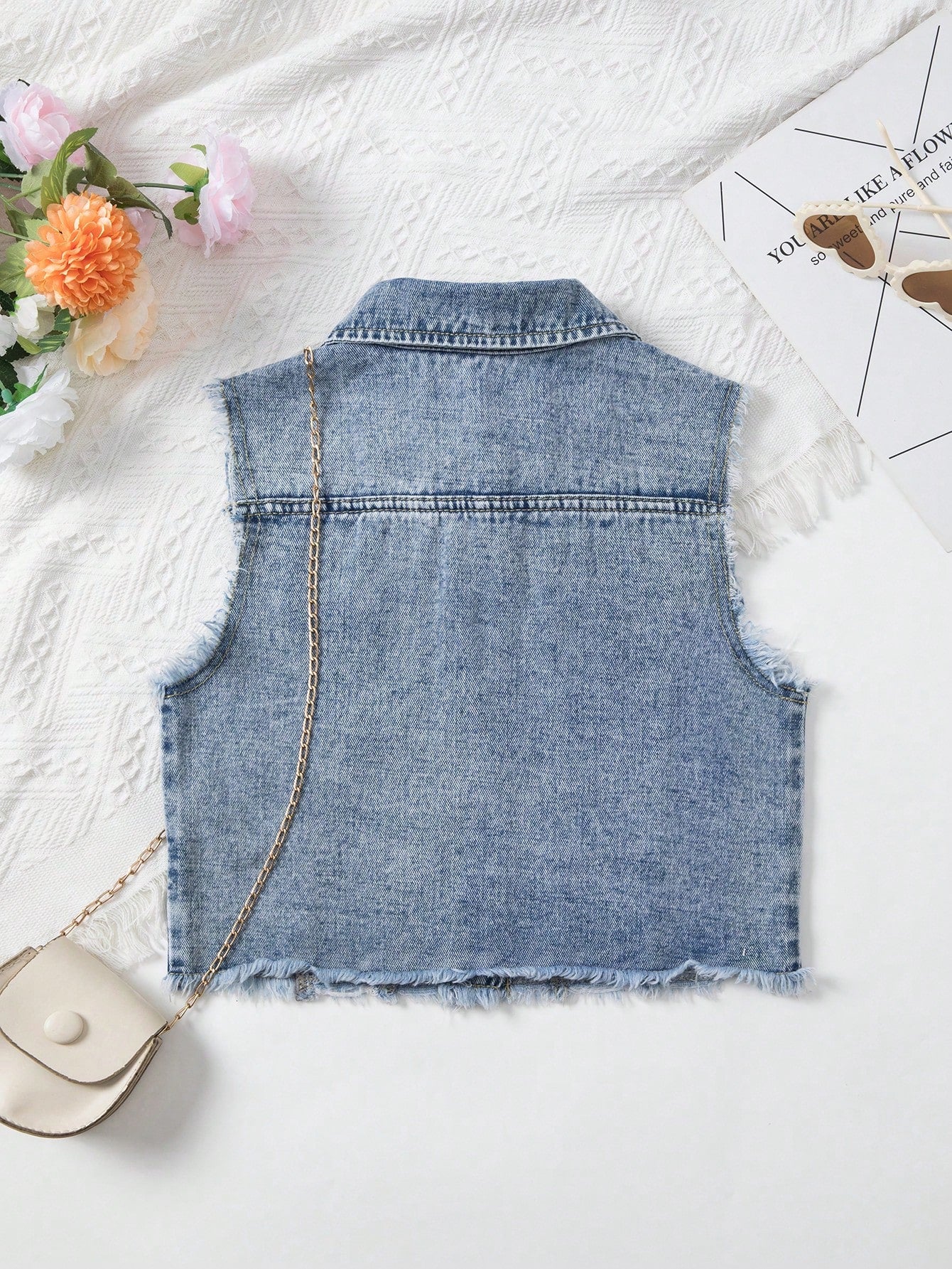 Girls' Light Wash Denim Vest