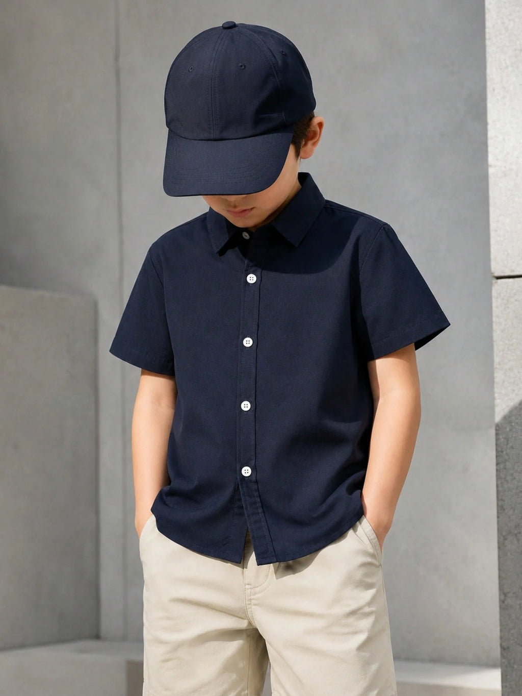 Boys' Navy Blue Preppy Shirt