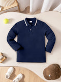Boys' Contrast Trim Collar Polo