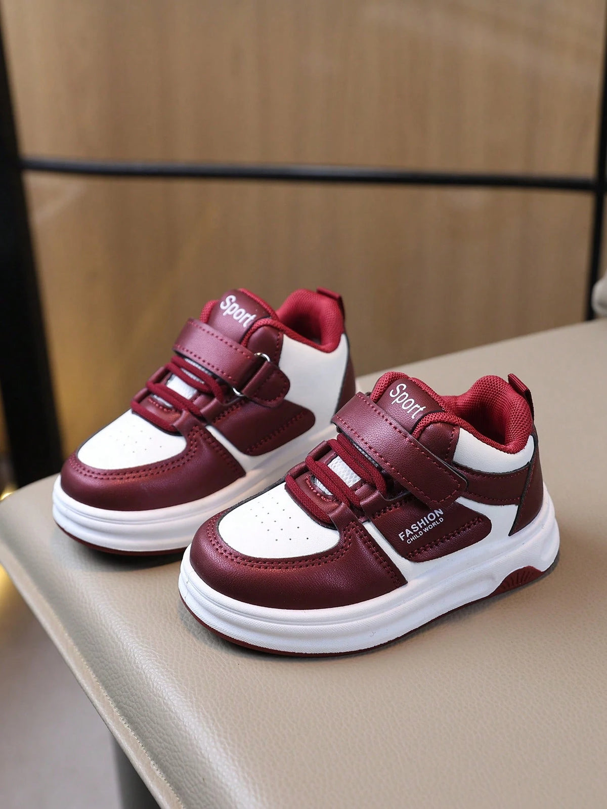 Chaussures de sport décontractées antidérapantes pour bébé garçon bordeaux