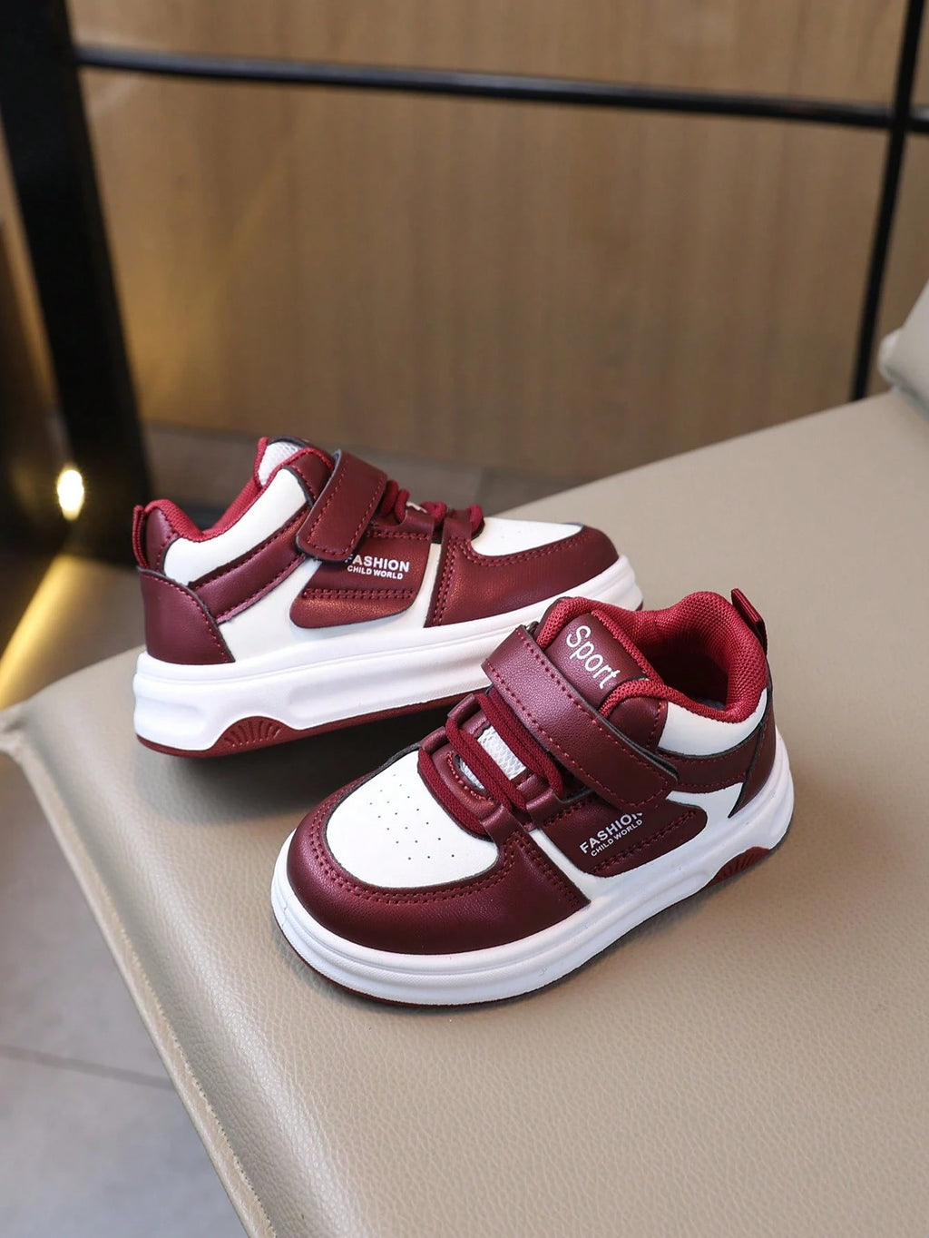 Chaussures de sport décontractées antidérapantes pour bébé garçon bordeaux