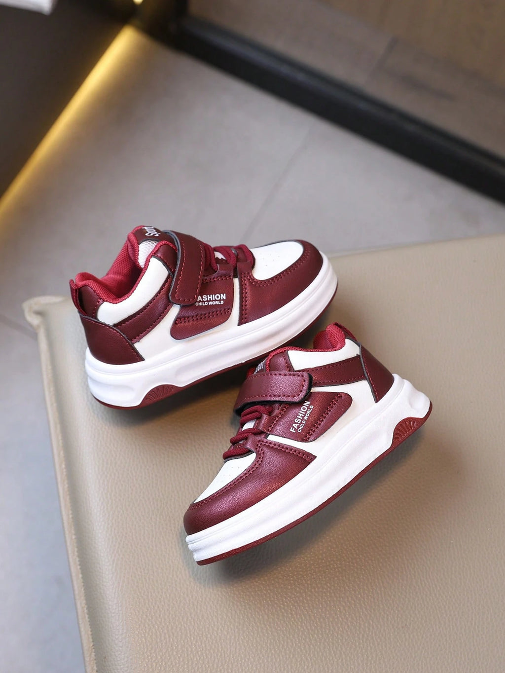 Chaussures de sport décontractées antidérapantes pour bébé garçon bordeaux