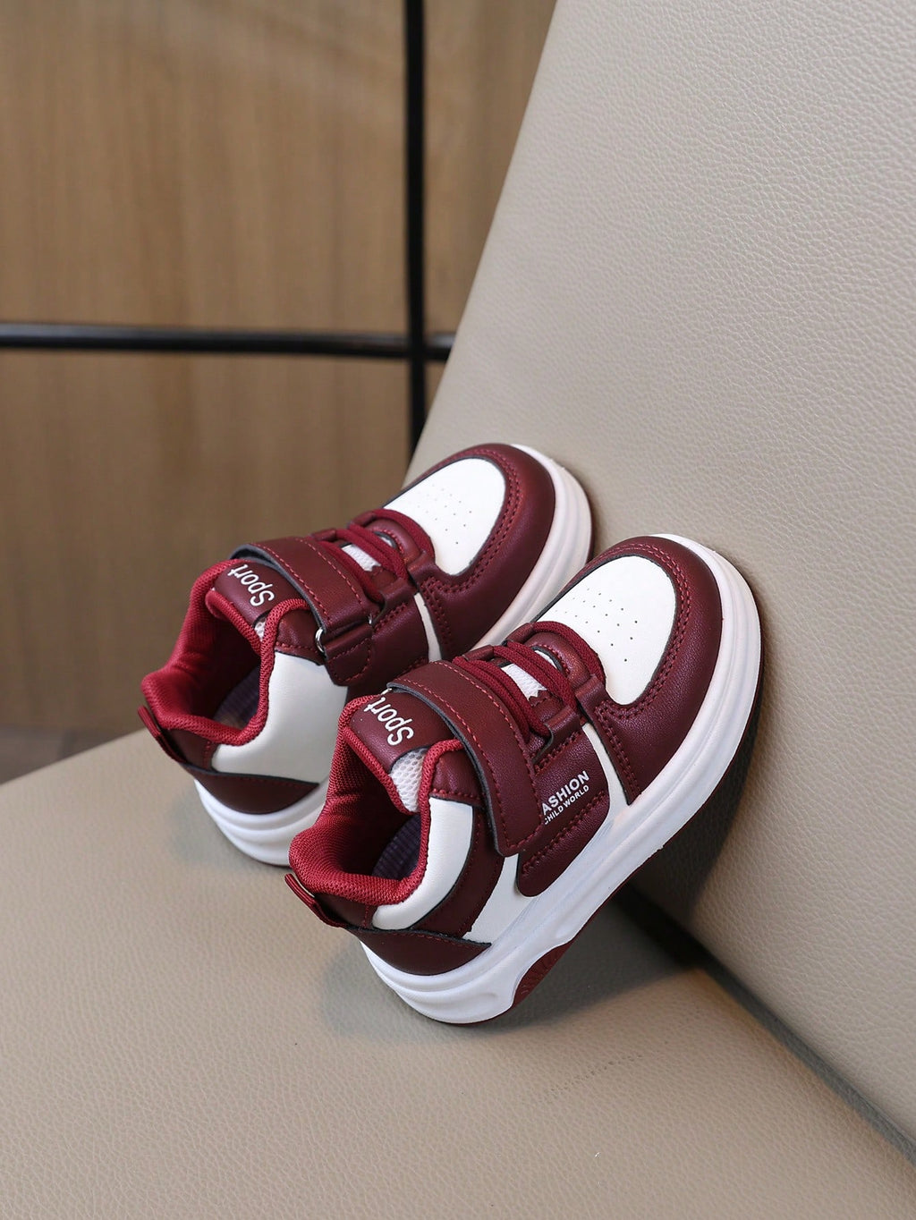 Chaussures de sport décontractées antidérapantes pour bébé garçon bordeaux