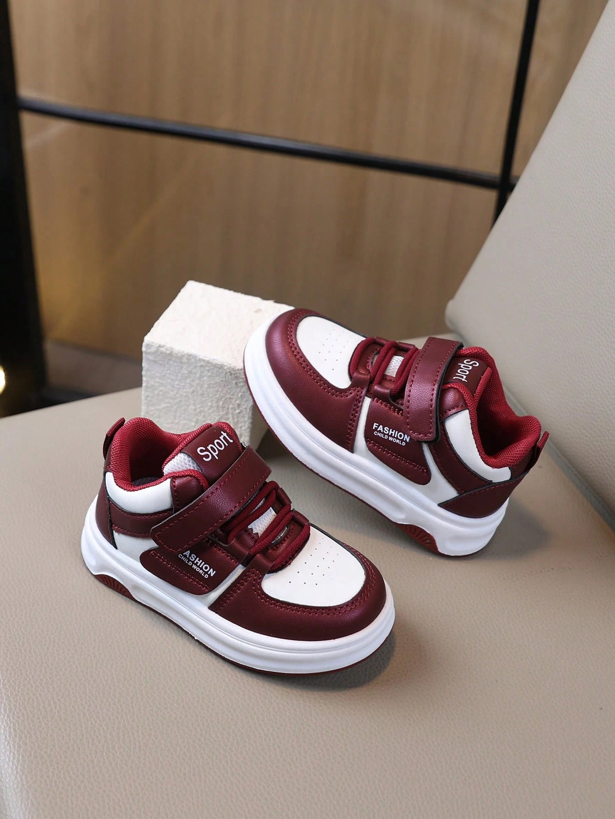 Chaussures de sport décontractées antidérapantes pour bébé garçon bordeaux