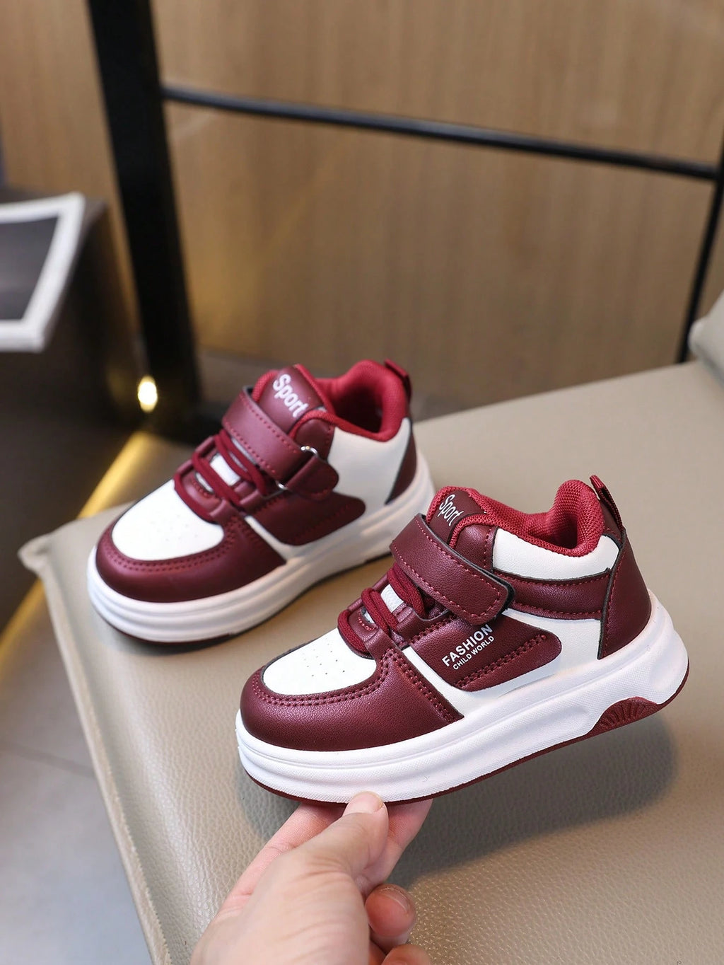 Chaussures de sport décontractées antidérapantes pour bébé garçon bordeaux