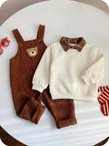 Ensemble barboteuse et grenouillère multicolore pour bébé garçon avec sweat-shirt motif ourson de dessin animé