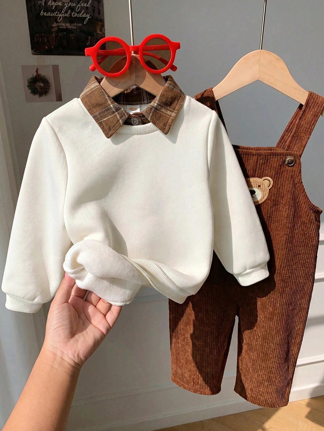 Ensemble barboteuse et grenouillère multicolore pour bébé garçon avec sweat-shirt motif ourson de dessin animé