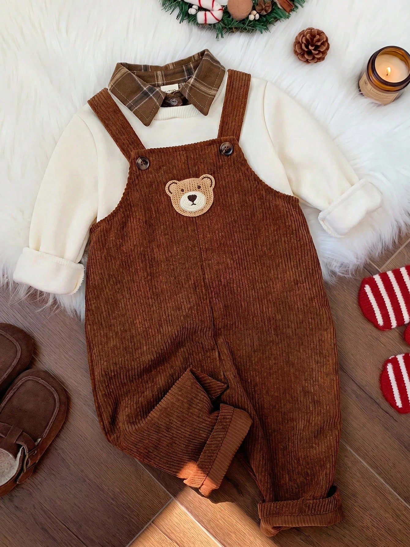 Ensemble barboteuse et grenouillère multicolore pour bébé garçon avec sweat-shirt motif ourson de dessin animé