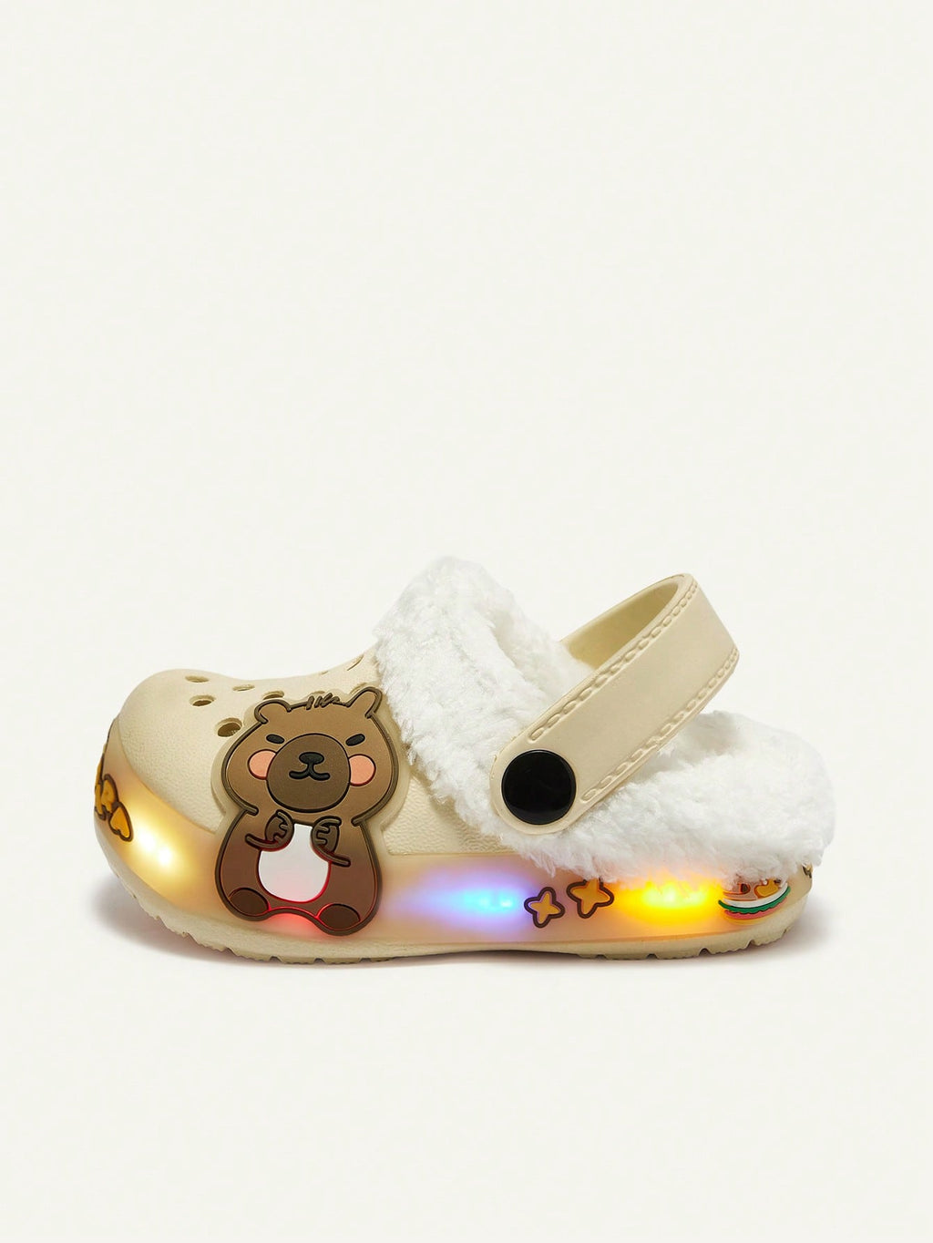 Cozy Pixies Boys' Beige Warm Plush-Lined LED Light-Up Winter Clogs  Beige
