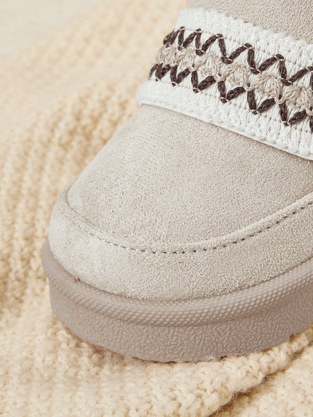Cozy Pixies Unisex Beige Cute Bear Warm Fur Snow Boots