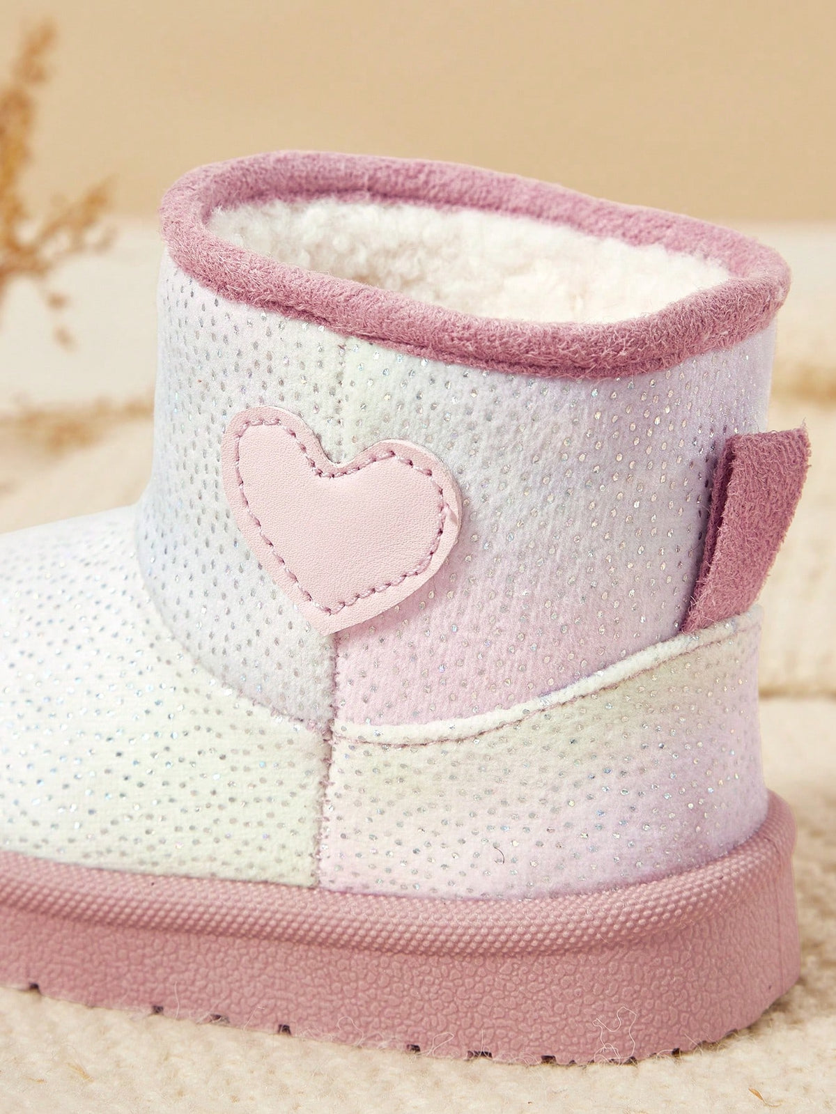 Cozy Pixies Girls' Pink Gradient Glitter Love Warm Snow Boots