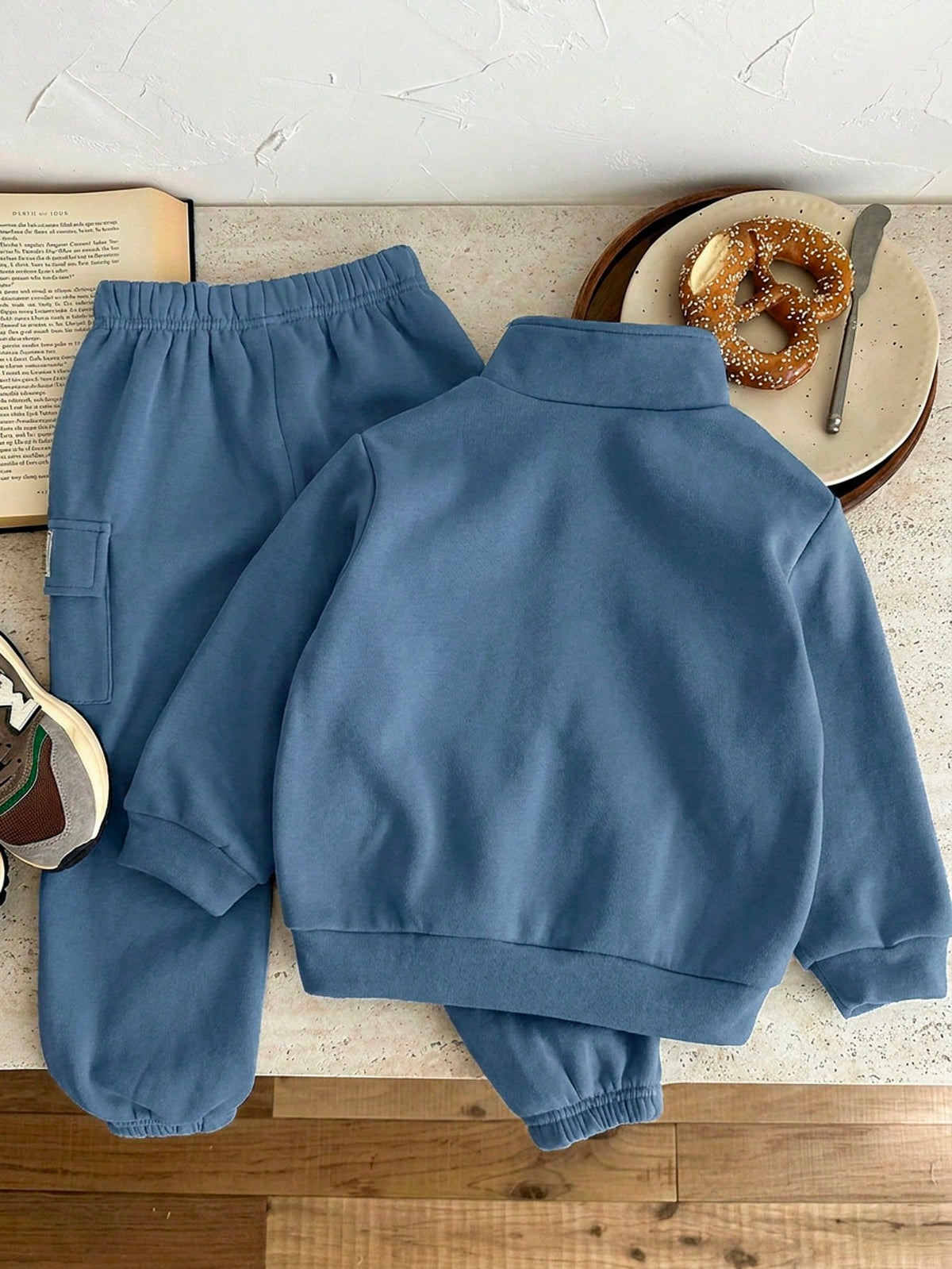 Bambinoo x Boys' Half-Zip Pullover Sweatshirt & Thermal Cargo Pants Set