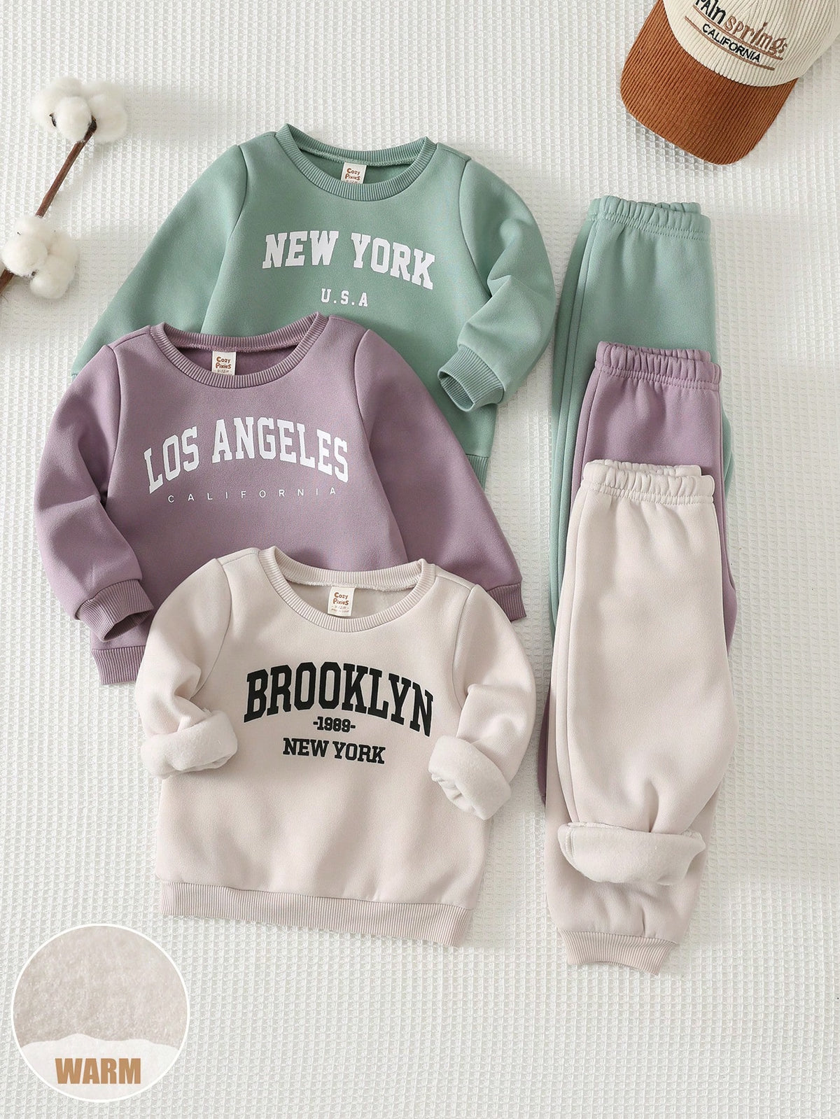 Cozy Pixies Baby Girl Vintage Knit Sweatshirt 6pcs Sets