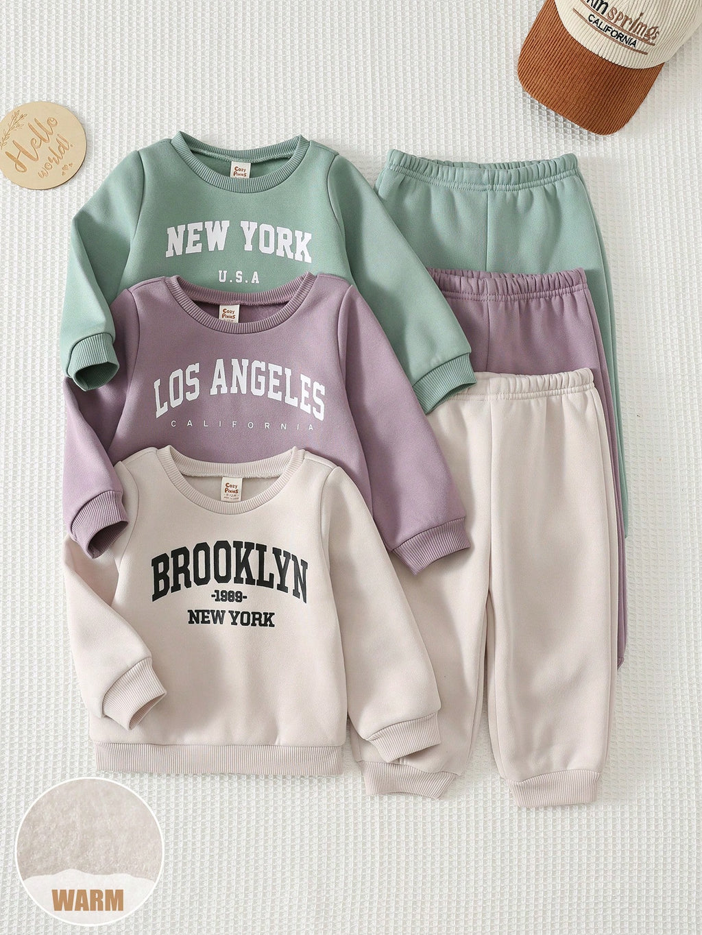 Cozy Pixies Baby Girl Vintage Knit Sweatshirt 6pcs Sets