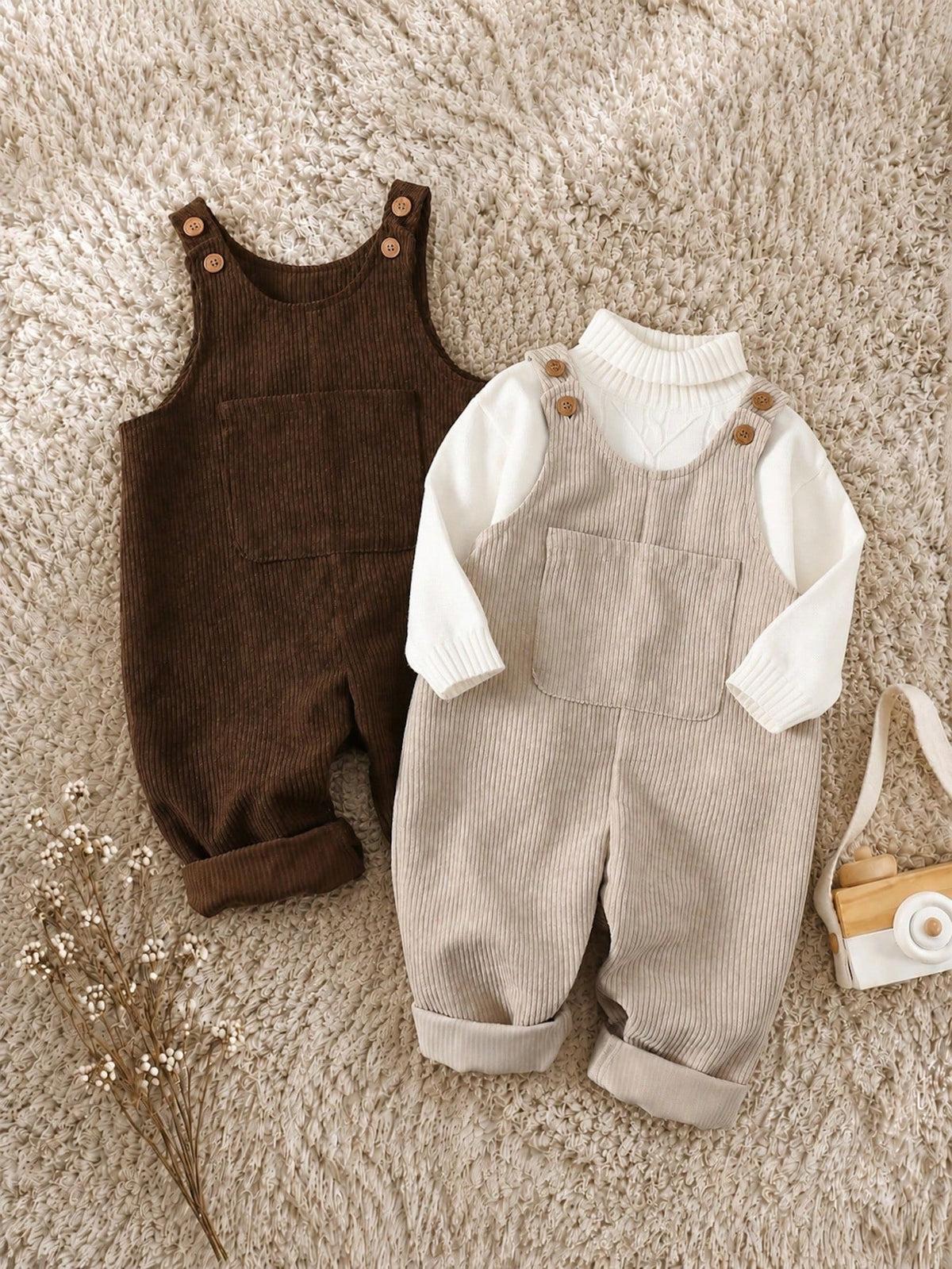 Baby Boy Thermal Corduroy Overalls 2-Piece Set Multicolor